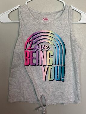 5 for $20! Justice Girls' Gray Tie-Front Tank Top - 'Love Being You' Rainbow